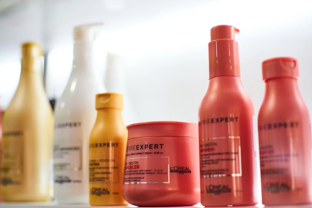 A selection of shampooing and conditioning products