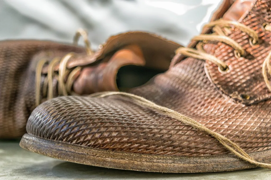 Worn, brown men's shoes