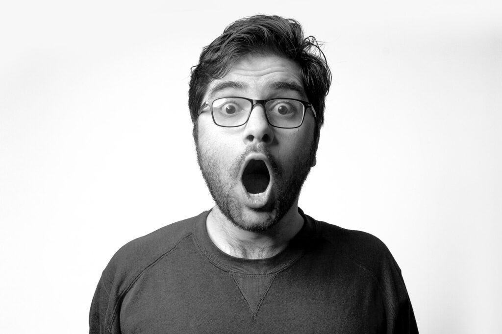 A surprised reaction illustrating how autonomic responses break a poker face.